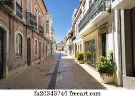  Art Print - The Street In Historic Center Of Faro Portugal.