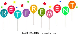 free art print of happy retirement party balloon banner white background jolly freeart fa21129436
