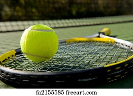  Art Print - Tennis Racket And Ball On Court