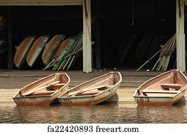 free art print of row boats. weathered row boat in moored