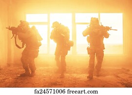 Military Art Print - United States Army Rangers In Action