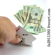 Poker Art Print - Poker Player Views Pocket Pair Aces Poker, Cash Bet