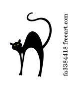 Free art print of The black cat has curved a back. A vector ...