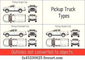 Free art print of TRUCK pickup types template drawing vector outlines