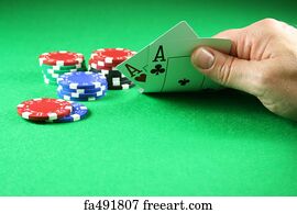 Poker Art Print - Poker - A Pair Of Aces With Poker Chips