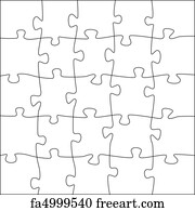 Free art print of 5x5 jigsaw puzzle template - irregular pieces. Vector ...