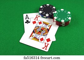 Poker Art Print - Big Slick - Ace King With Poker Chips