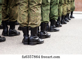 Military Art Print - Military Uniform Soldier Row