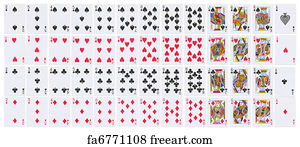 art print of Full deck playing Full deck of playing cards isolated on white | FreeArt |
