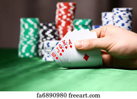 Poker Art Print - Place A Poker Player. Chips And Card