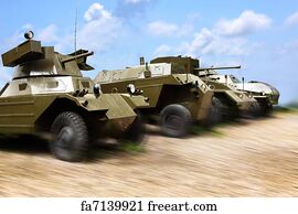 Military Art Print - Military Cars At Work
