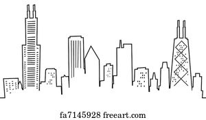 Free art print of Cartoon Chicago Skyline. Cartoon skyline silhouette ...