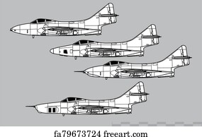 Free art print of Grumman F9F COUGAR. Outline vector drawing. Vector