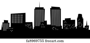 Free art print of Cartoon New York Skyline. Cartoon silhouette of the