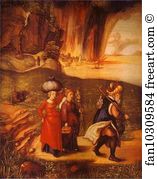 Lot Fleeing with His Daughters from Sodom