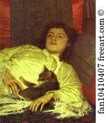 Girl with a Cat. (Portrait of Sophia Kramskaya)