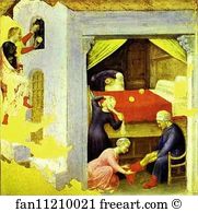 St. Nicholas and the Three Gold Balls. From the predella of the Quaratesi triptych from San Niccolo, Florence