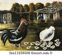Rooster and Hen with Chickens