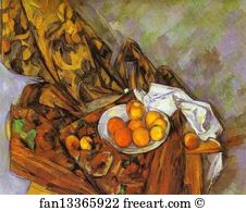 Still Life with Flower Curtain and Fruit