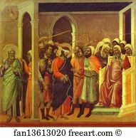 Maestà (back, central panel) Jesus Mocked