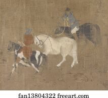 Riders Leading a White Horse