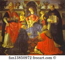 Madonna and Child Enthroned with Two Angels, St. Dionysius the Aereopagite and St. Dominic, Pope Clement and St. Thomas Aquinas