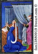 The Belles Heures of Jean de France, Duke de Berry. Page with Duchess de Berry Praying. Detail
