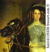 Rider. Portrait of Giovanina and Amacilia Pacini, the Foster Children of Countess Yu. P. Samoilova. Detail
