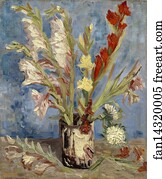 Vase with gladioli and China asters