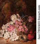 Still Life of Flowers, Bird's Nest and Basket