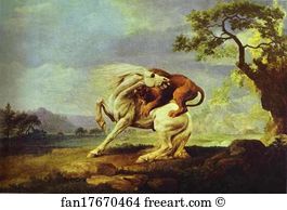 Horse Attacked by a Lion
