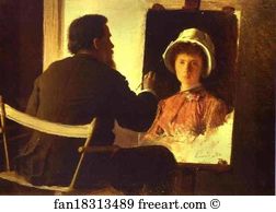 Ivan Kramskoy Working on Portrait of his Daughter