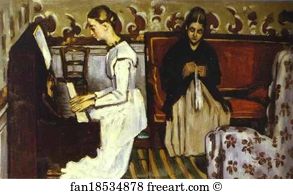 Girl at the Piano (Overture to Tannhäuser). Portrait of the Artist's Sister and Mother