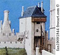 Les trÄ�s riches heures du Duc de Berry. September. Château de Saumur. Detail