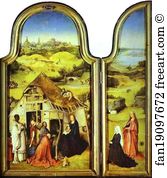 Epiphany Triptych. Left wing: The Donor with St. Peter and St. Joseph. More. Central panel: The Virgin and Child and the Three Magi. More. Right wing: The Donor with St. Agnes. More
