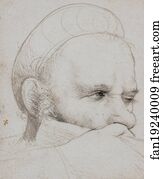 The head of a crossbowman taking aim