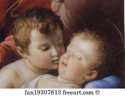 The Madonna and Child with the Infant St.John the Baptist, known as The Panciatichi Madonna. Detail