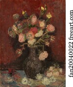 Vase with Chinese asters and gladioli