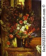 A Vase of Flowers on a Console