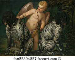 Cupid and Two Dogs