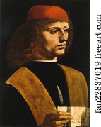 Leonardo da Vinci, portrait of unknown musician, perhaps Franchino Gaffurio or Galeazzo di Sanseverino. Milan, Pinacoteca Ambrosiana.