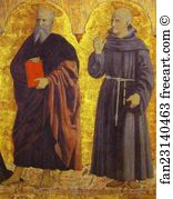 St. John the Evangelist and St. Bernardine of Siena. Right side panel of the Polyptych of the Misericordia