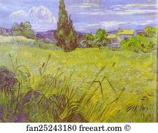 Green Wheat Field with Cypress. Saint-Rémy