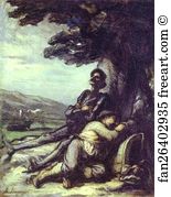 Don Quixote and Sancho Pansa Having a Rest under a Tree