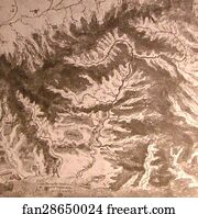 Topographical drawing of a river valley (La valle dell'Arno, Tuscany [Padule di Fucecchio], Italy.)