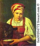 A Peasant Girl with a Calf