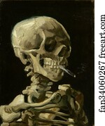 Head of a skeleton with a burning cigarette
