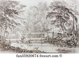 Wooded Landscape with a Boy Fishing