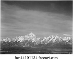 Tetons from Signal Mountain, View of valley and snow-capped mountains, low horizons, Grand Teton National Park, Wyoming.  Photographs of National Parks and Monuments, compiled 1941 - 1942, documenting the period ca. 1933 - 1942.