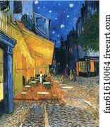 Terrace of the café on the Place du Forum in Arles in the evening